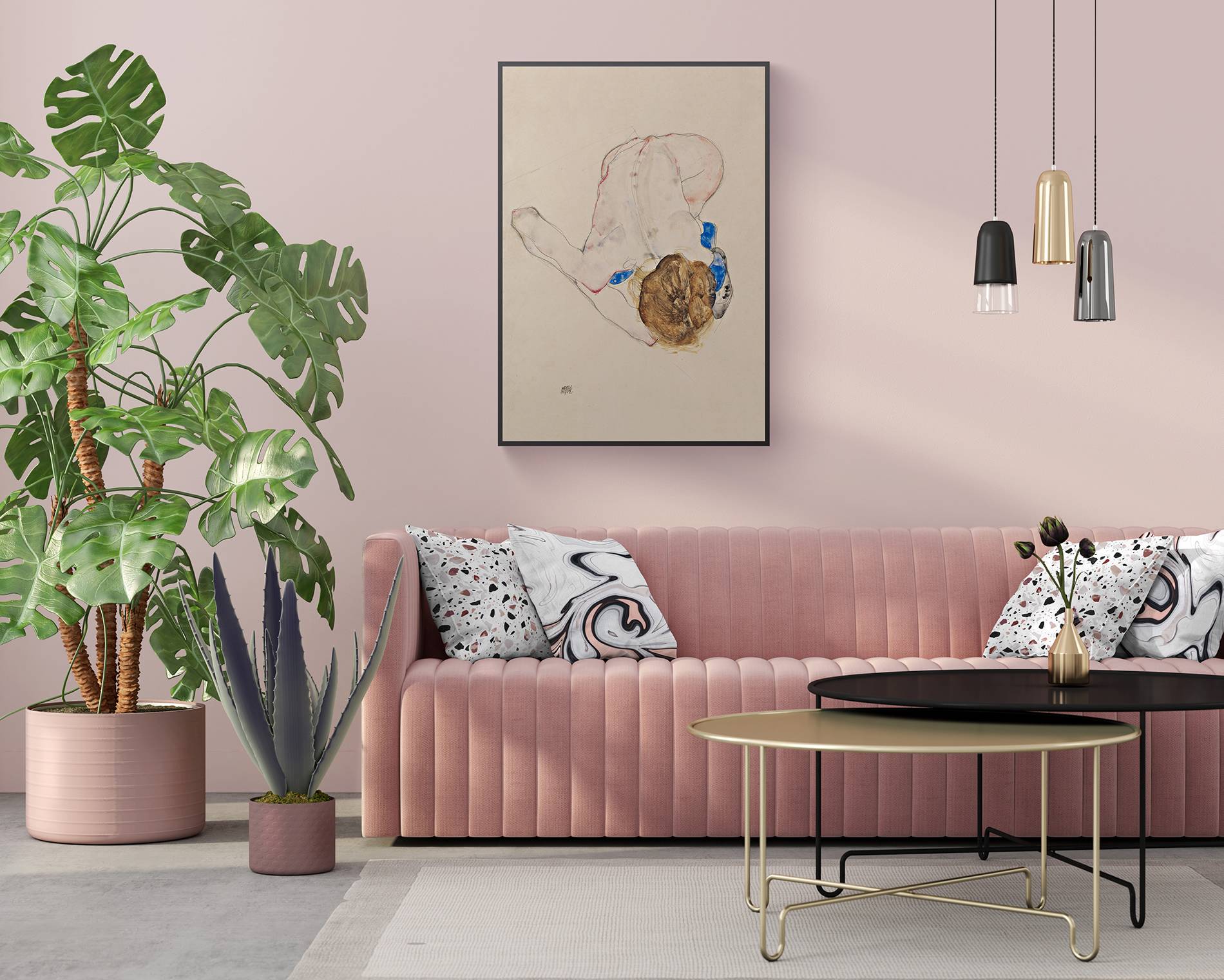 Silver And Rose Gold Living Room